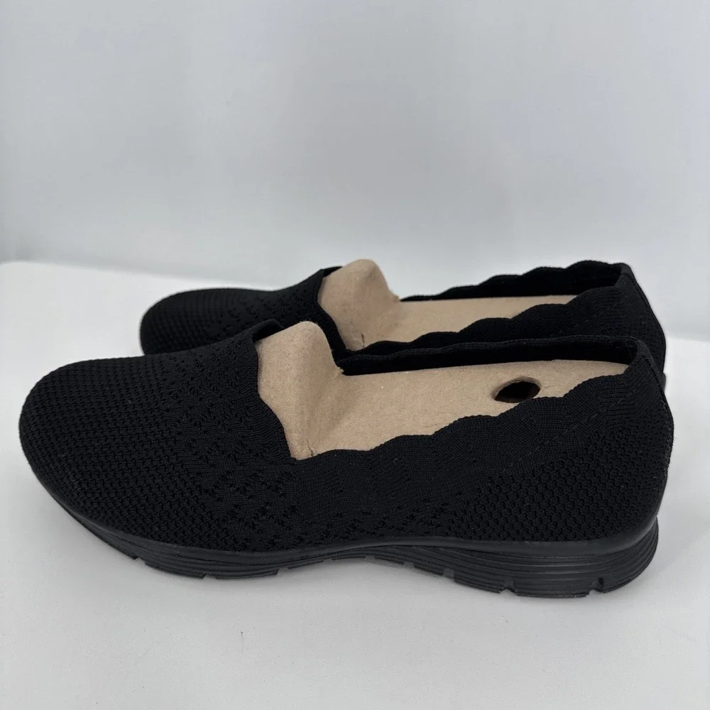 Skechers Women's Seager Stat Slip On Walking Sneaker Shoes Black Sz 8 W Comfort